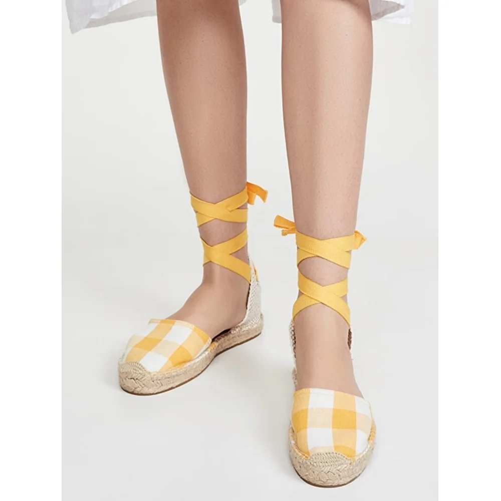 Stylish Gingham Soludos Wrap Espadrilles